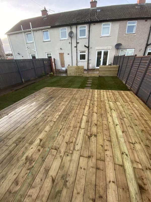 Completed timber deck and garden