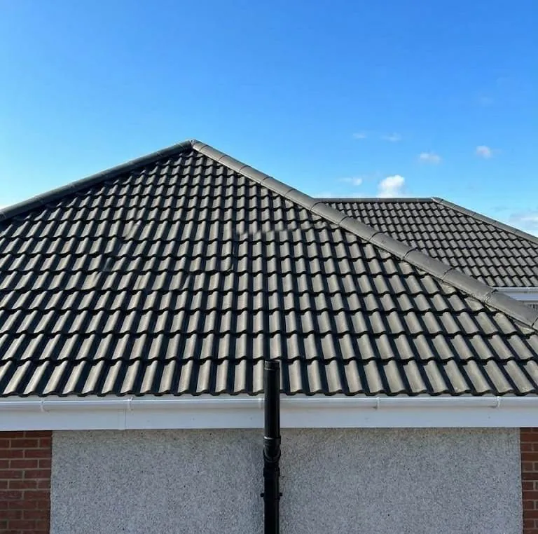 Close-up of a completed tiled roof
